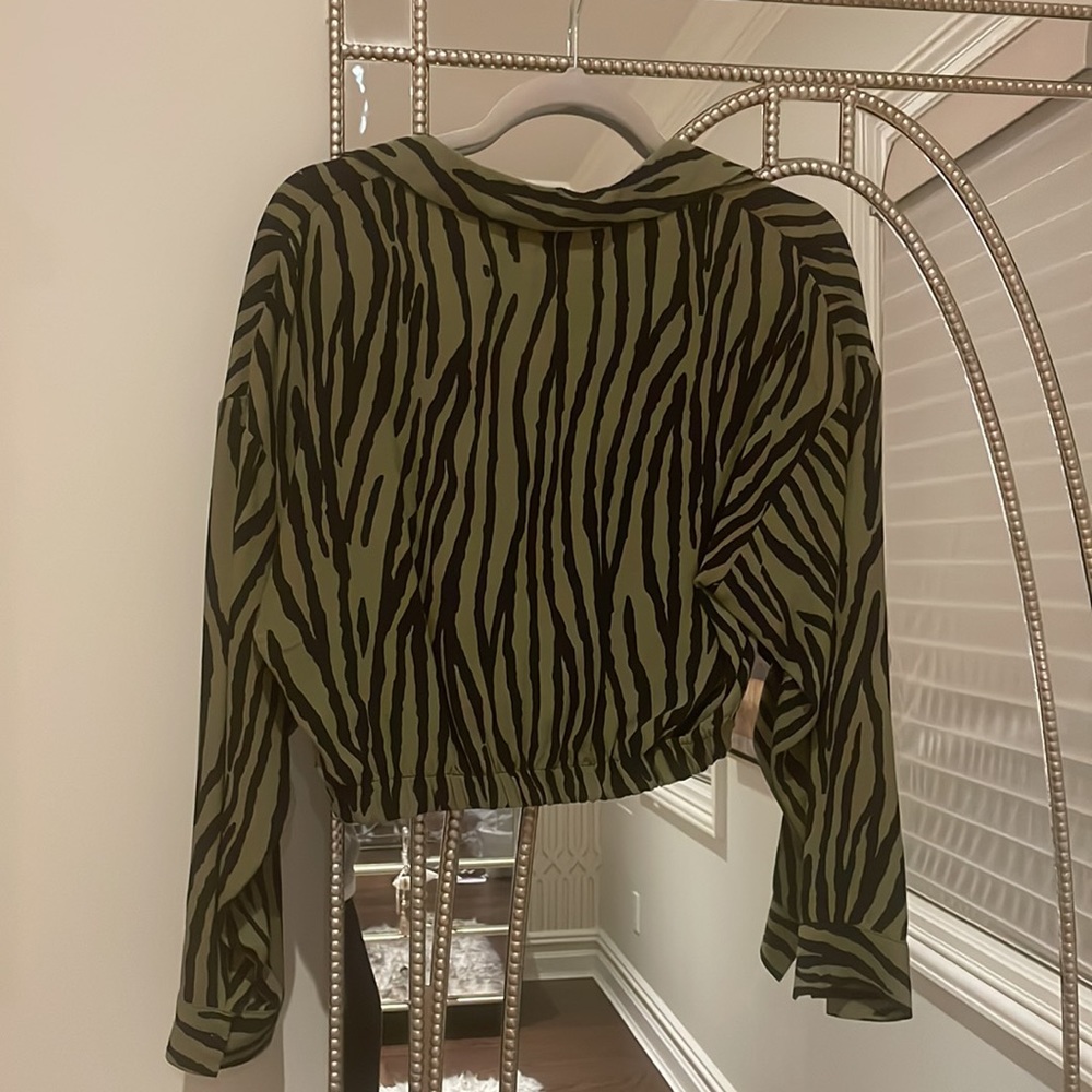 Zara Zebra Print Button Down Crop Top - image 2